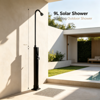 Douche solaire extérieure 9L, douche sur pied pour piscine, noire, 118 cm
