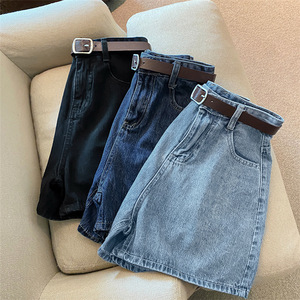 I-0572 Short en jean d'été pour <span class=keywords><strong>femme</strong></span>, <span class=keywords><strong>taille</strong></span> <span class=keywords><strong>haute</strong></span>, simple, amincissant, coupe ample, jambe large, style A-line, hot pants - Product Image 6