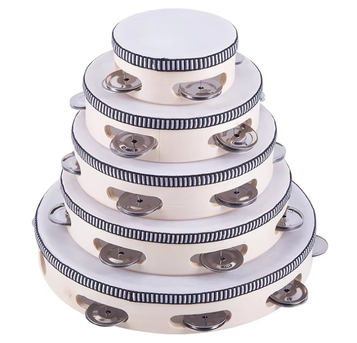 Wood color 4 inch tambourine