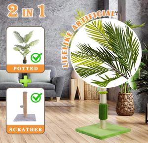 Chen Chen Arbre à chat moderne écologique en bois et corde de sisal, design feuille de palmier, 1-2 niveaux, toutes saisons, pour salon - Product Image 3