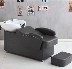 Cama de lavado de cabello de lujo para salón de belleza, cama de lavado de cabello semirreclinable para peluquería, cama de lavado de cabello con lavabo de cerámica simple para salón de moda - Product Image 6