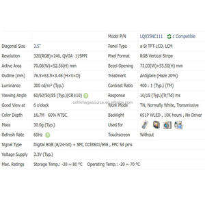 ใหม่ Innolux 3.5นิ้ว320*240โมดูลแสดงผล LCD หน้าจอ LQ035NC111จอแสดงผล TFT-LCD LVDS - Product Image 4