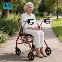 Déambulateur pliant léger à quatre roues avec siège, aide à la mobilité et chariot de courses pratique