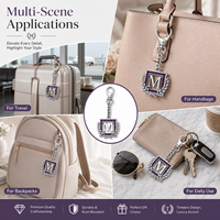 Chaîne de sac de luxe en cuir violet poli argenté tressé avec fermoir mousqueton et pendentif carré émaillé XT