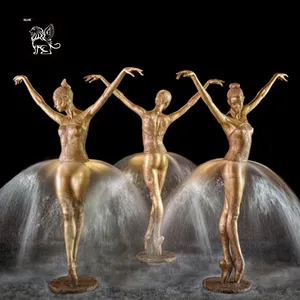 עיצוב מודרני אמנות ברונזה חיי ריקוד בלט ילדה מזרקה פסל נחושת מים מזרקה