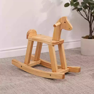 Caballo balancín de madera maciza para niños, material de pino, bordes redondeados seguros, juguete unisex para montar. - Product Image 4