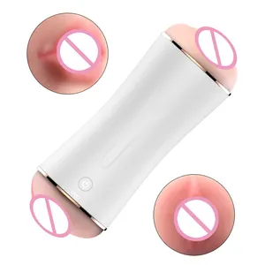 Günstiger Preis Wasserdicht Realistische Handheld Oral Silikon Vagina Vibrierende Sexspielzeug Pussy Vibrator Für Männer Masturbation - Product Image 1