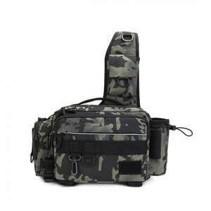 Water Resistant Fishing Tackle Sling Shoulder Backpack with Fishing Rod outdoor large storage bag fishing tackle bag