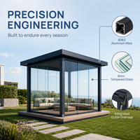 Pergola motorisée de luxe moderne, résistante aux UV, avec structure en aluminium et télécommande, abri extérieur pour espace de loisirs sur le toit