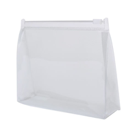 Sac de toilette transparent en vinyle givré avec logo personnalisé, imperméable, avec fermeture éclair, sac de toilette en PVC transparent