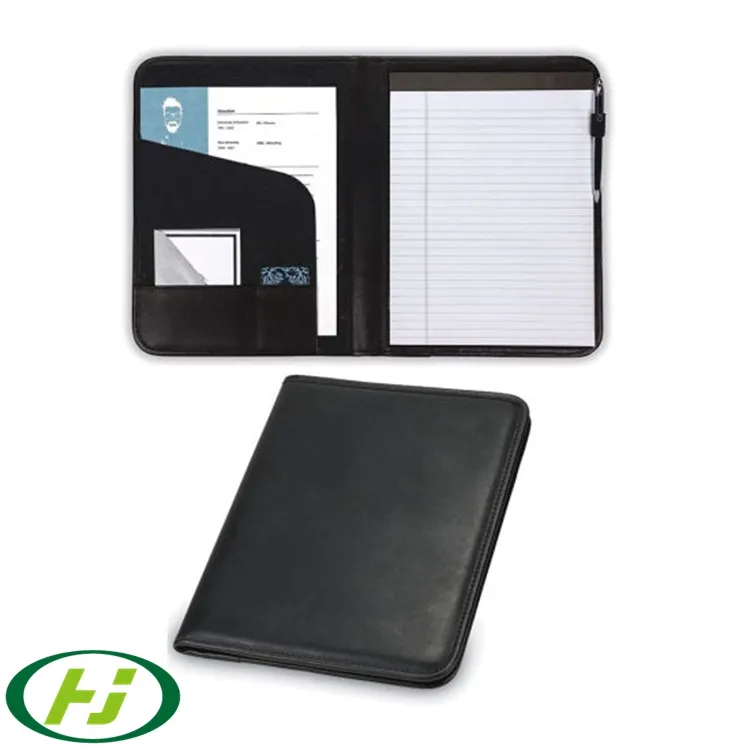 Executive Padfolio A4 PU Leather Zipper Business Legal Size Portfolio File Folder for Man & Women