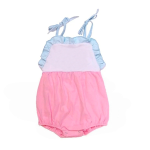 SR4043 Mono sin mangas cómodo para bebé niña, con estampado blanco y rosa intenso, venta al por mayor - Product Image 3