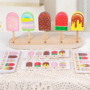 Jouets en bois d'imitation : Jeu de tri sucettes, glaces et bâtonnets de glace, jeu de logique, jeu de rôle parent-enfant, cadeau interactif <span class=keywords><strong>pour</strong></span> enfants - Product Image 1