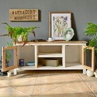 Meuble TV console en bois fait main style ferme 2026 avec rangement pour salons d'appartements et d'hôtels