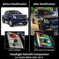 Phares avant personnalisés VAHID à changement de couleur WRGB pour ISUZU D-MAX / Mu-X, faisceau haute pénétration, sécurité améliorée, performance totale
