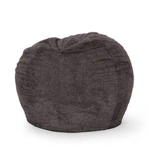 DB Vida 3 pieds arrondi en fausse fourrure pouf marron/beige élégant design japonais-contemporain pour les meubles de salon à la maison - Product Image 3