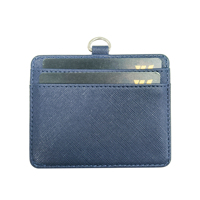 Kustom Premium PU Saffiano kulit dua sisi tahan lama leher dompet detachable Lanyard ID lencana pemegang dengan tali tenun