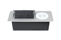 Prise escamotable en alliage d'aluminium 1 prise USA USB Type C Charge sans fil 15W Argent