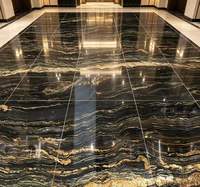 Carreaux de pierre en granit noir doré style moderne, marches et contremarches intérieures en granit fusion noir pour la décoration d'hôtels