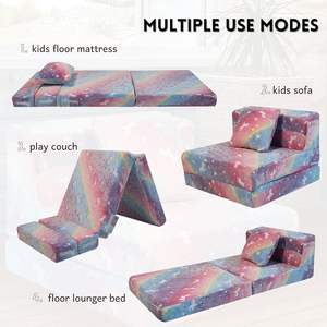 Sofá cama de tres pliegues que brilla intensamente para <span class=keywords><strong>niños</strong></span>, colchón de tres pliegues convertible, silla futón plegable en material de espuma para sala de juegos - Product Image 2