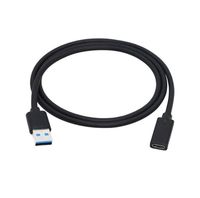 Kabel Ekstensi USB Tipe-C Jantan ke USB Tipe-C Betina Hitam Kecepatan Tinggi 5Gbps, Selubung PVC Berlapis Foil, Pengisian Cepat 0.3m-5m untuk Ponsel/Komputer/Laptop
