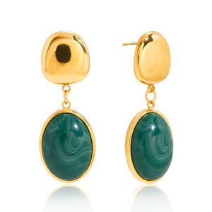 Boucles d'oreilles pendantes en résine d'acier inoxydable or 18 carats à la mode pour femmes cadeau de bijoux de mode <span class=keywords><strong>E609</strong></span> - Product Image 4