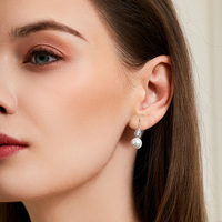 Boucles d'oreilles en perles d'eau douce naturelles plaquées rhodium, perles 925, baguette CZ