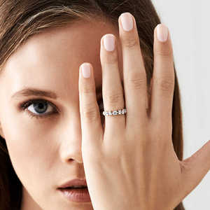 แหวนทองคำขาว 14k ประดับเพชรแท้ 0.85 กะรัต ชุบโรเดียม สไตล์ชาติพันธุ์ สำหรับผู้หญิง แหวนครบรอบ VS Clarity เครื่องประดับหรูหรา พร้อมส่ง - Product Image 5