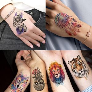 Tatouages temporaires de fleurs de rose pour femmes, filles et adultes – Autocollants de tatouage réalistes de pivoines et de fleurs, attrape-rêves colorés, en vrac, pour la moitié du bras - Product Image 4