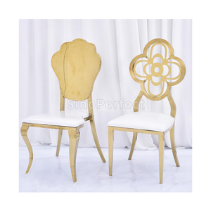 Silla de Banquete Apilable Económica con Respaldo en Forma de Flor y Estructura de Acero, Estilo Nuevo, de Lujo, en Venta - Product Image 1