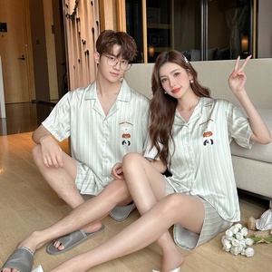 <span class=keywords><strong>Pigiama</strong></span> Estivo Traspirante a 2 Pezzi con Stampa di Cuccioli Cartoon, per <span class=keywords><strong>Uomo</strong></span> e Donna, in Seta Ghiacciata, Maniche Corte e Pantaloncini, Taglie Grandi - Product Image 3