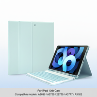 Penutup Keyboard Nirkabel TPU+Kulit untuk iPad Generasi ke-10/11 A16 10.9/11-Inci Desain Tipis Tempat Pensil Fitur Tidur/Bangun Otomatis