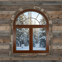 Ventana Francesa de Doble Vidrio Templado, Plegable Horizontalmente, con Revestimiento de Madera y Aluminio, de Acero Inoxidable, con Manivela y Arco, de Alta Eficiencia Energética