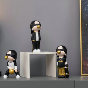 Decorazione per Soggiorno Kakizzy House, Statuetta di Ragazzo con Pallone <span class=keywords><strong>da</strong></span> Calcio, Top a Righe con Cappello, Accessorio per Camera <span class=keywords><strong>da</strong></span> Letto - Product Image 6