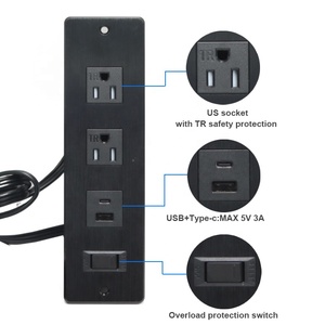 Mỹ nhúng ổ cắm nhanh chóng sạc USB ổ cắm điện 3.0A USB-A 20W USB-C với 2 TR AC ổ cắm AND1 quá tải chuyển đổi ổ cắm - Product Image 3