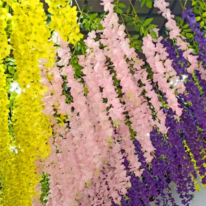 Guirnaldas <span class=keywords><strong>de</strong></span> <span class=keywords><strong>Flores</strong></span> Artificiales <span class=keywords><strong>de</strong></span> Glicinia y Flor <span class=keywords><strong>de</strong></span> Frijol al por Mayor Directo <span class=keywords><strong>de</strong></span> Fábrica, Enredaderas Decorativas para Bodas, Ratán Floral Colgante para Techos Interiores - Product Image 6