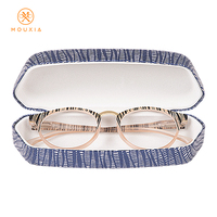Étui à lunettes en cuir PU texturé avec logo personnalisé, motif tissé tendance, étui rigide pour hommes et femmes, vente en gros