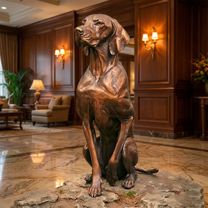 Escultura de bronce artesanal fundido por la técnica de la cera perdida de un <span class=keywords><strong>Vizsla</strong></span> - Postura de caza totalmente realista y patina artística, escultura de bronce - Product Image 6