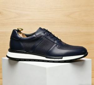 Chaussures habillées grises en cuir pour hommes avec empiècements en maille, à lacets, bout rond, respirantes, pour le bureau, décontractées, pour la marche, semelle intermédiaire en EVA, semelle extérieure en caoutchouc - Product Image 2
