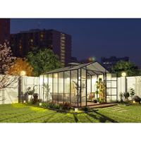 Serre moderne d'extérieur en polycarbonate 10x14 pieds avec porte en métal thermolaqué, écologique et anti-rongeurs, kit de jardinage pour la maison et le jardin