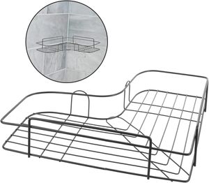 Étagère d'angle triangulaire en métal pour salle de bain avec crochets adhésifs, support mural pour rangement dans la salle de bain - Product Image 4