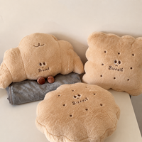 Coussin et couverture en peluche 2-en-1 personnalisés en forme de pain/biscuit, doux, avec couverture décorative, pour cadeau