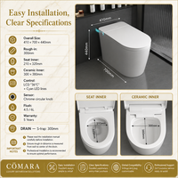 Bidet intelligent sans réservoir, électrique, automatique, à siphon en S, avec télécommande, siège chauffant, à poser au sol, garantie 3 ans
