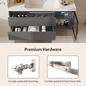 Mobile <span class=keywords><strong>Bagno</strong></span> con Lavabo - Mobile <span class=keywords><strong>Bagno</strong></span> Moderno Minimalista Sospeso con <span class=keywords><strong>Specchio</strong></span> Antiappannamento Intelligente, Mobile in Legno Massello - Product Image 4