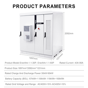 EnerArk 30KW/60KW Sistema de Almacenamiento de Energía en Gabinete Todo en Uno BESS, Batería LiFePO4 de 67KWh/118KWh, Protección IP54, Comercial e Industrial - Product Image 6