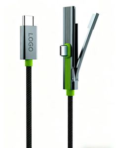 Custom Mold Zinc Alloy+48 Strand Nylon Braided+E-Marker Chip+240W Fast Charging Cable with <b>Stand</b> for Phone Tablet <b>PC</b> Charge - Product Image 4