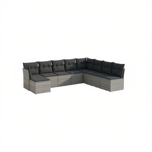 Gray Pe <b>Rattan</b> Garden <b>Sofa</b> Set 10 Plus Seating Contemporary Outdoor Furniture - Product Image 1