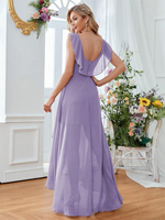 Robe de soirée formelle pour femme ADYABY, en mousseline de soie, à manches mi-longues, longueur au sol, respirante, style A-line, pour l'été