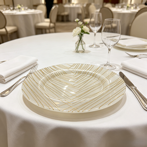 Platos <span class=keywords><strong>de</strong></span> Cristal Blanco <span class=keywords><strong>de</strong></span> 13 Pulgadas <span class=keywords><strong>con</strong></span> Líneas Geométricas Doradas, Platos Decorativos para Cena, para Banquetes <span class=keywords><strong>de</strong></span> Boda, Decoración <span class=keywords><strong>de</strong></span> Mesa <span class=keywords><strong>de</strong></span> Hotel - Product Image 4