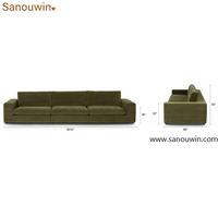 Canapé en bois de teck de haute qualité de style naturel, meubles de salon et de chambre à coucher, canapé sectionnel en tissu et éponge avec coussins doux